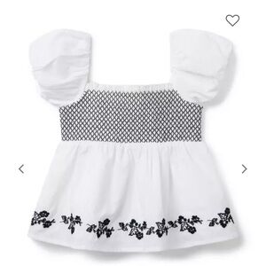 Janie and Jack White and Black Puff Sleeve Blouse